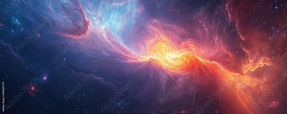 Obraz premium A stunning cosmic scene showcasing vibrant colors and intricate patterns in the vast universe, perfect for any space-themed project.