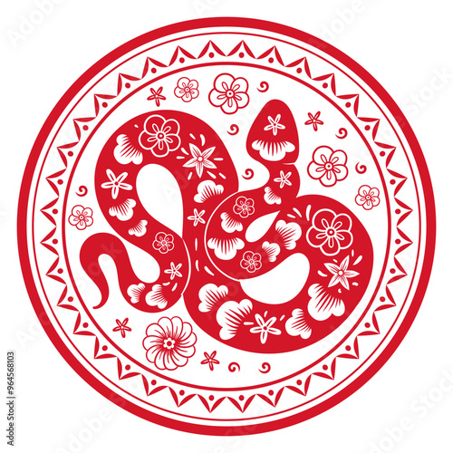 Snake zodiac sign. Chinese horoscope snake silhouette, Lunar New Year horoscope reptile animal, oriental astrological calendar flat vector illustration. Asian snake horoscope sign