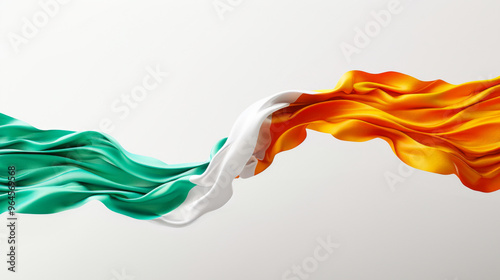 A majestic 3D indian flag soaring gracefully through the air