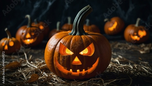 Halloween pumpkin background, perfect for spooky settings.