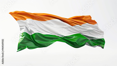 A majestic 3D indian flag soaring gracefully through the air
