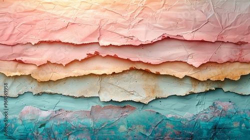 Abstract Colorful Paper Texture Background with Layered Torn Edges in Pastel and Vibrant Hues photo