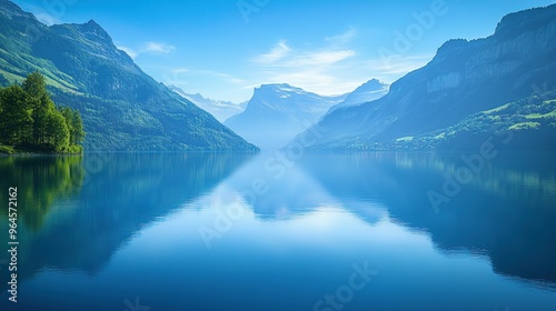 Mountains Mirrored in a Still Lake