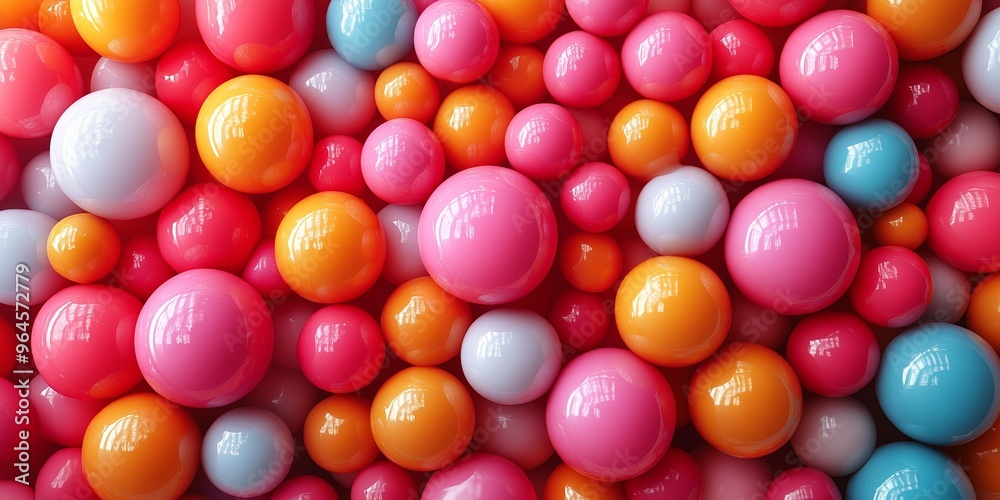A colorful collection of plastic balls in various sizes, creating a vibrant and playful scene. A colorful collection of plastic balls in various sizes, creating a vibrant and playful scene.