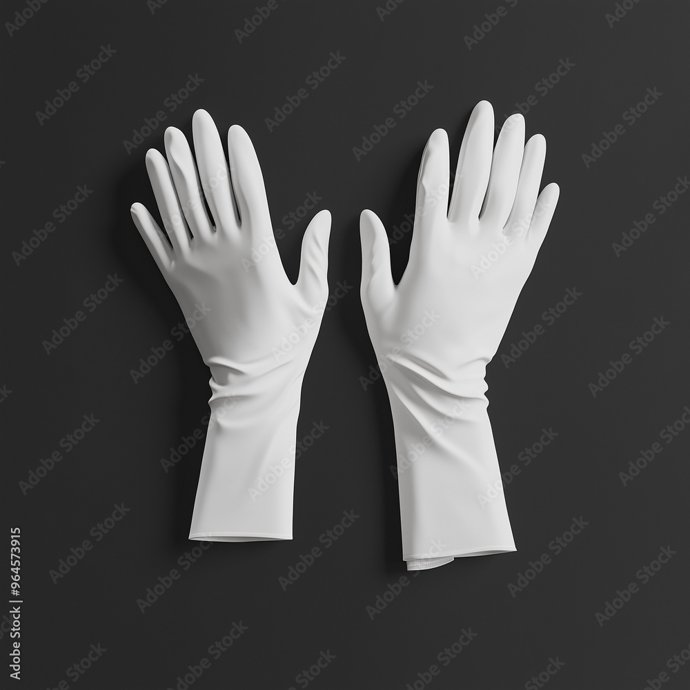 Obraz premium White Thin Gloves Blank Mockup Fashion Design Black Background Isolated Glove