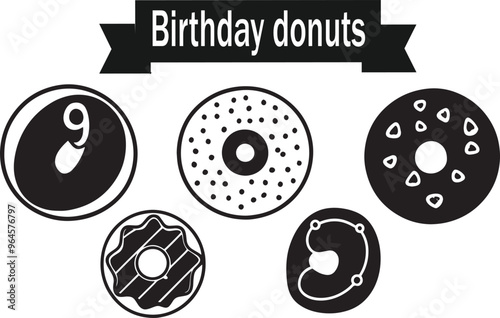Birthday Daunts Minimalist Black Silhouette Vector Collection