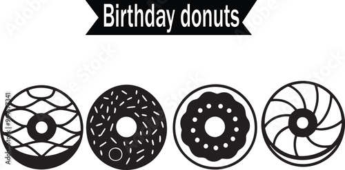 Birthday Daunts Versatile Black Silhouette Vector Series