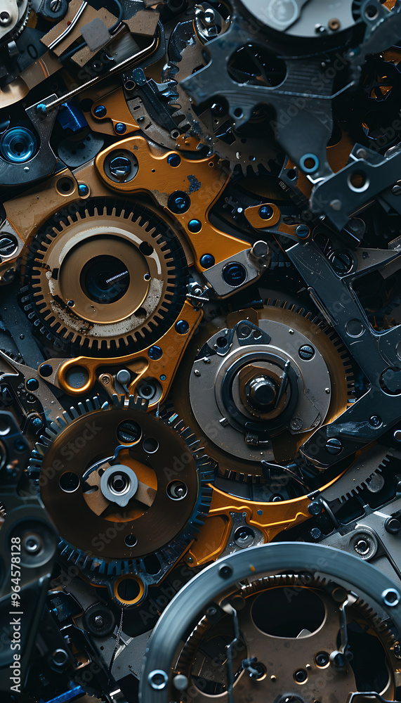 Disassembled Appliance Repair: Close-up of Scattered Parts for Negation Correction Process Disassembled Appliance Repair: Close-up of Scattered Parts for Negation Correction Process