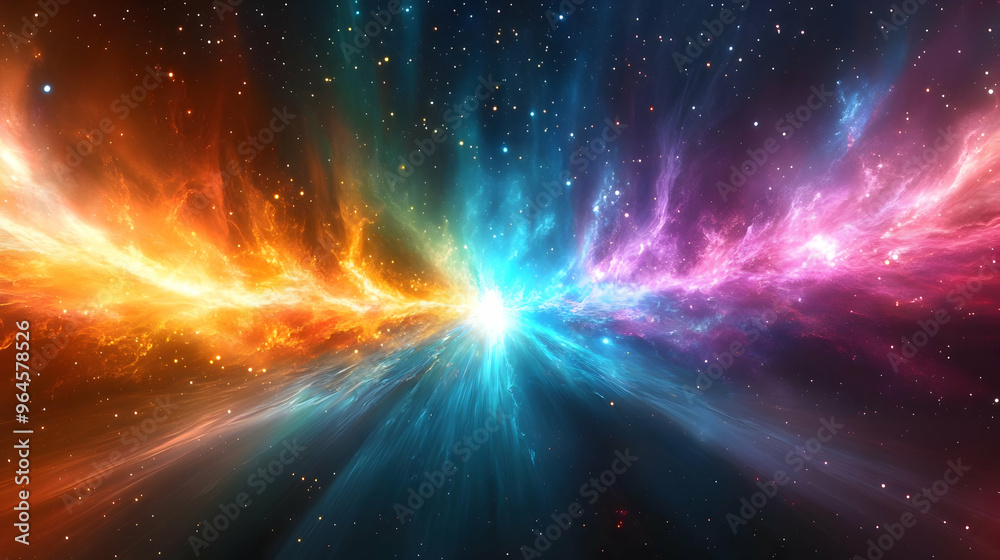 A vibrant cosmic scene depicting swirling colors in a space-like environment. A vibrant cosmic scene depicting swirling colors in a space-like environment.