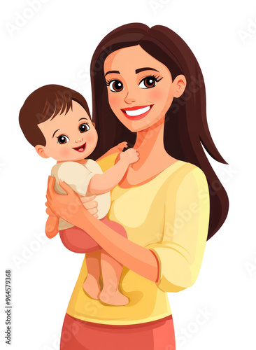 mother and child, a woman holding her baby smiling happily