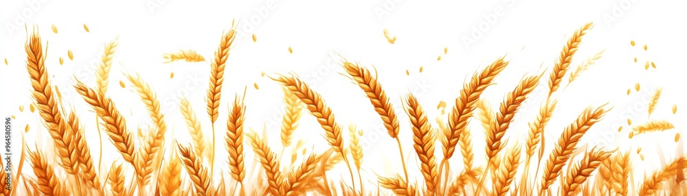Harvest wheat clipart, full wheat stalks, fall harvest element, watercolor illustration, crisp lines, golden wheat, isolated on white background Harvest wheat clipart, full wheat stalks, fall harvest element, watercolor illustration, crisp lines, golden wheat, isolated on white background
