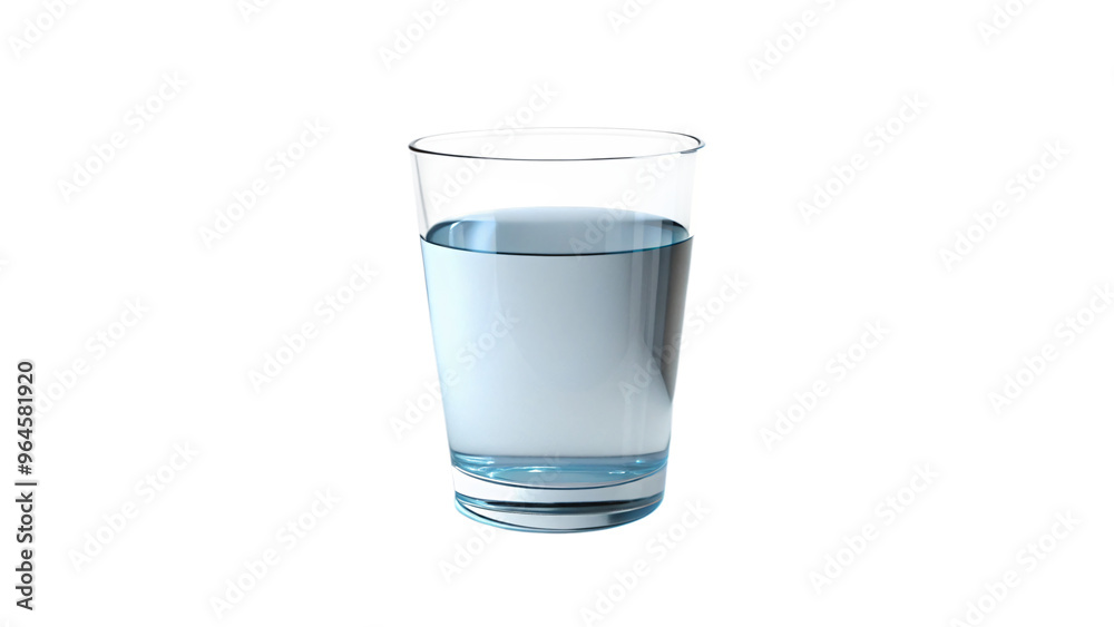 Crystal-clear glass of water, isolated on pure white background, reflecting the light Crystal-clear glass of water, isolated on pure white background, reflecting the light