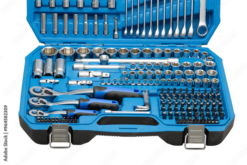 Socket wrench toolbox isolated on white background Socket wrench toolbox isolated on white background