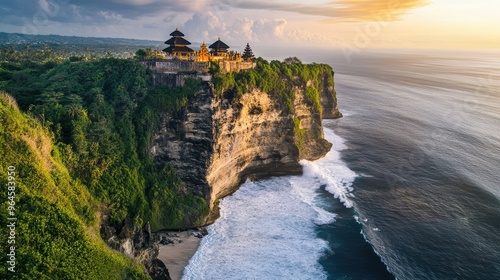 The dramatic cliffs of Uluwatu, with the temple perched on the edge and waves crashing below.