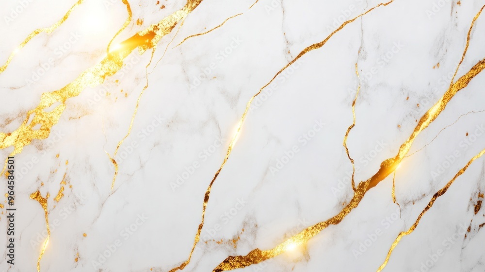 Obraz premium White Marble with Gold Veins