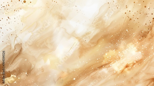 A magnificent texture of a golden watercolor forms a captivating background. The golden hue shimmers and glows, creating a luxurious and warm feel. The texture is rich and unique, with the watercolor 