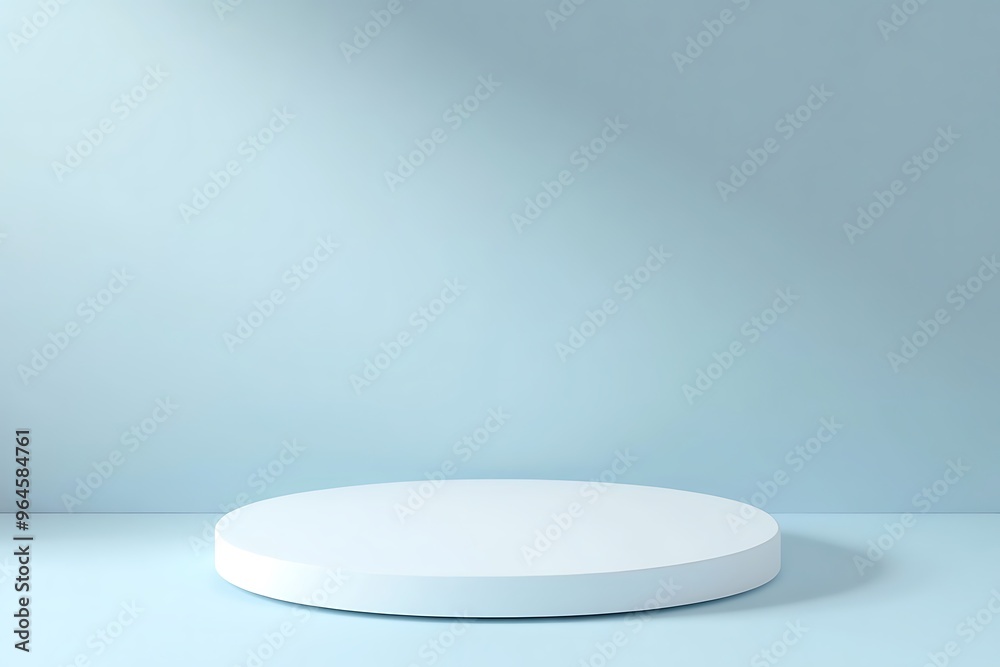 podium of an round shape against a light blue wall with beautiful backlighting trendy modern background podium of an round shape against a light blue wall with beautiful backlighting trendy modern background