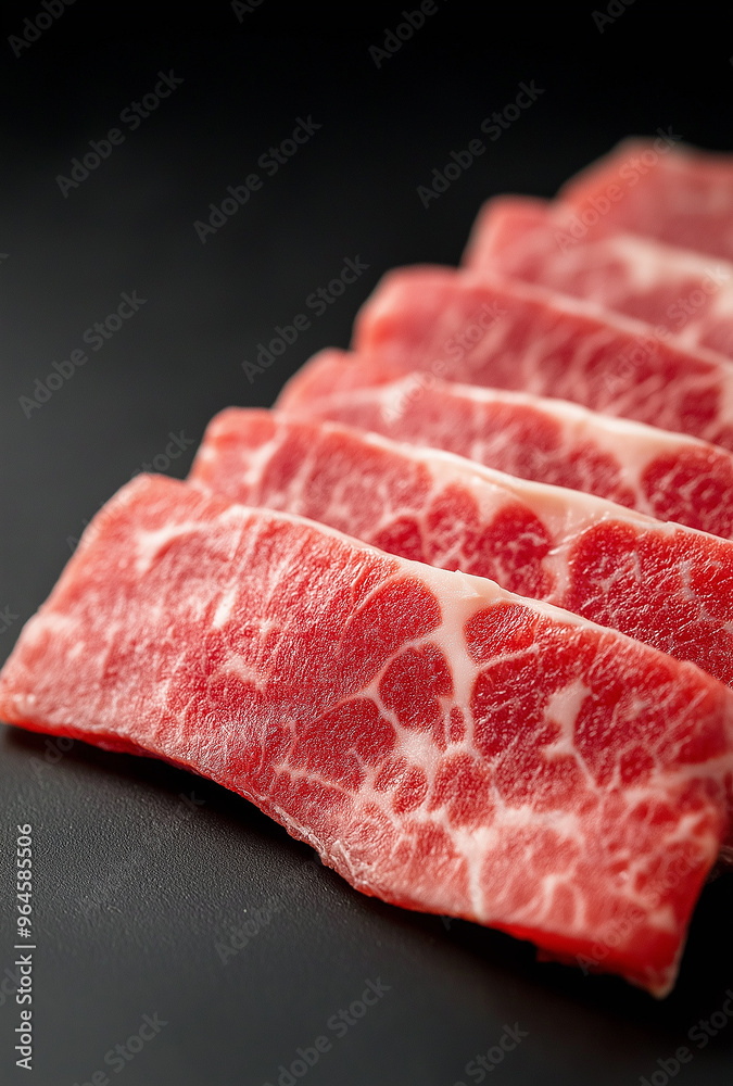 Fresh-looking beef on a black plate Fresh-looking beef on a black plate