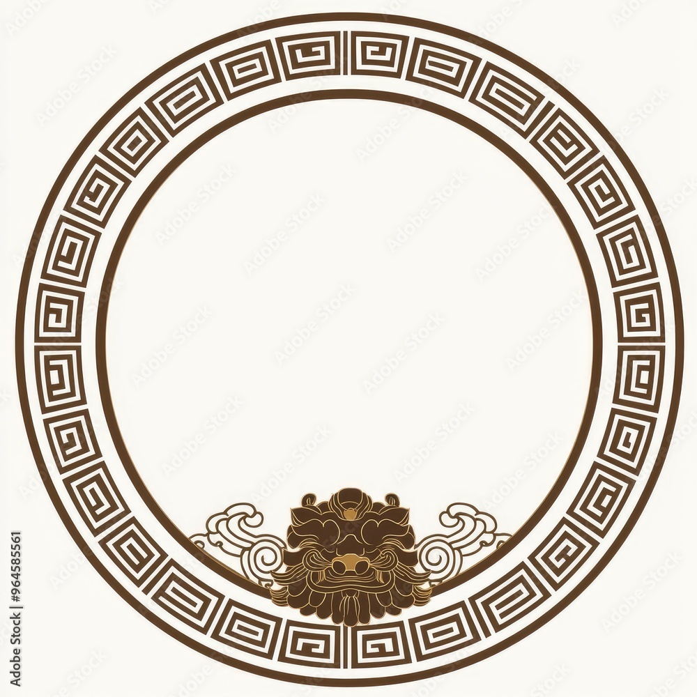 Chinese Traditional Circular Frame with Lion Design Chinese Traditional Circular Frame with Lion Design