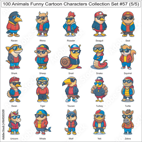 Animals Funny Cartoon Characters Collection Set of 100 Isolated Animals Part 5