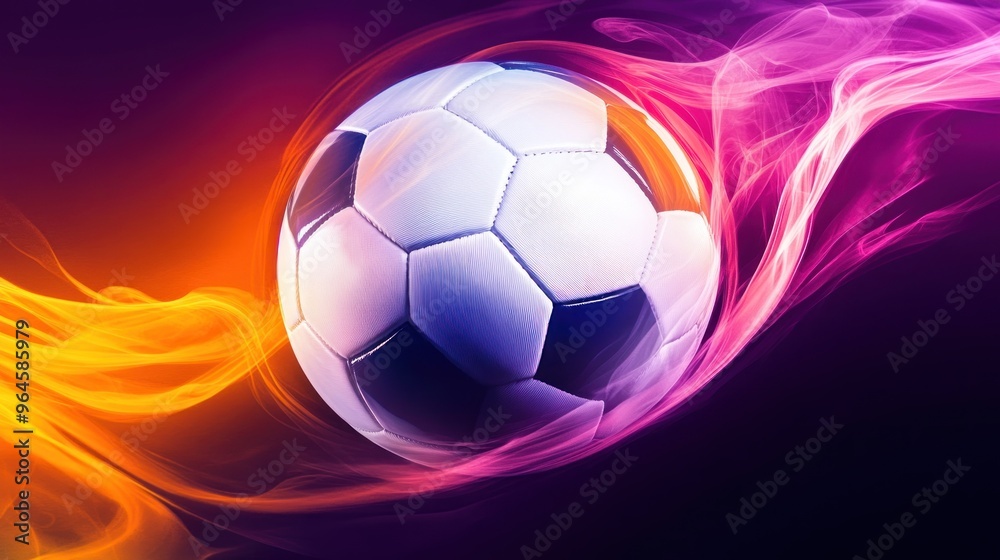 Fototapeta premium soccer ball in light painting background