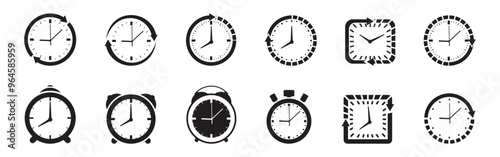 Set of Clock icon in trendy flat style isolated on background. Clock icon page symbol for your web site design Clock icon logo, app, UI. Clock icon Vector illustration
