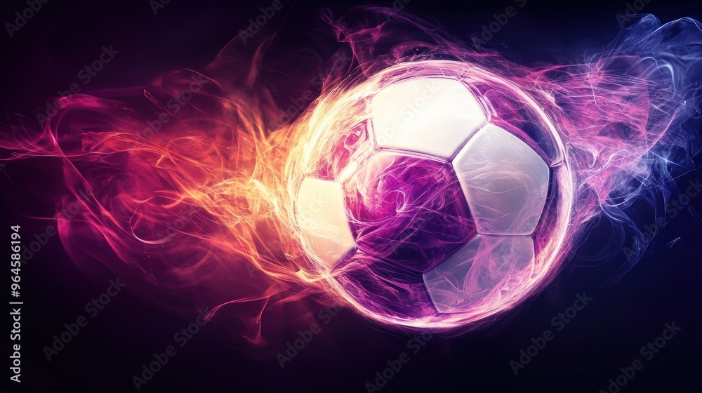 Fototapeta premium soccer ball in light painting background