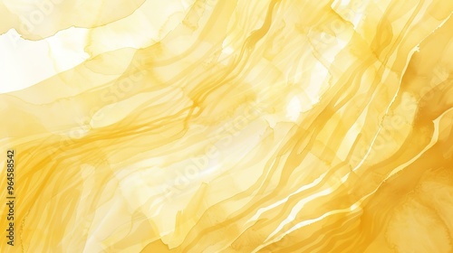 A magnificent texture of a golden watercolor forms a captivating background. The golden hue shimmers and glows, creating a luxurious and warm feel. The texture is rich and unique, with the watercolor 