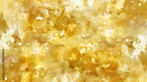 A magnificent texture of a golden watercolor forms a captivating background. The golden hue shimmers and glows, creating a luxurious and warm feel. The texture is rich and unique, with the watercolor 