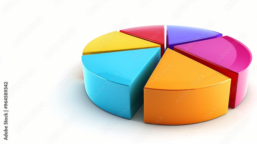 Obraz premium Colorful 3D Pie Chart on White Background for Business and Financial Presentations