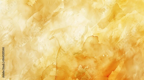 A magnificent texture of a golden watercolor forms a captivating background. The golden hue shimmers and glows, creating a luxurious and warm feel. The texture is rich and unique, with the watercolor 