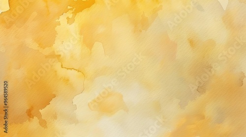 A magnificent texture of a golden watercolor forms a captivating background. The golden hue shimmers and glows, creating a luxurious and warm feel. The texture is rich and unique, with the watercolor 