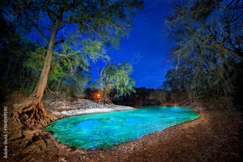 Telford Spring Illuminated at Night, Luraville, Suwanee County, Florida