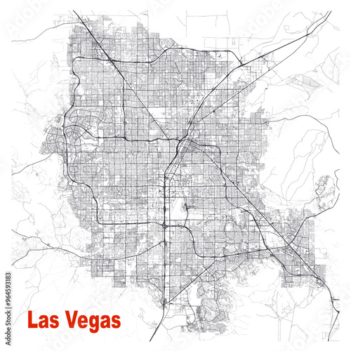 Las Vegas Outline Map Vector Illustration