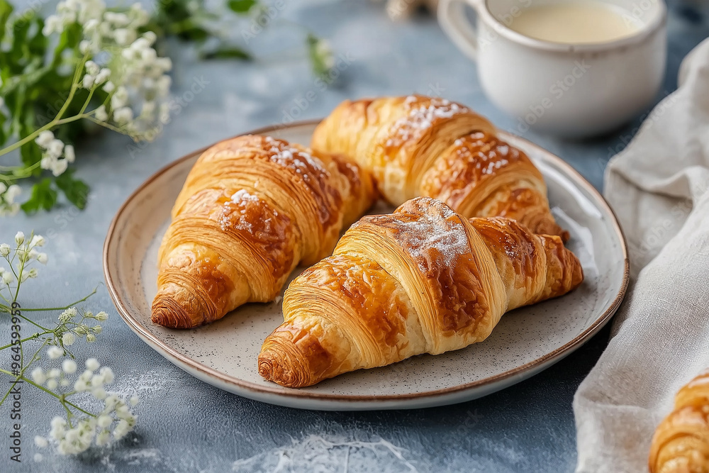 croissants in a plate on the table croissants in a plate on the table