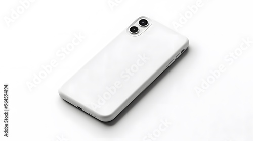 Simple Phone Case: A plain, white phone case with a minimalist design, lying flat on a white background, with crisp shadows for definition. 