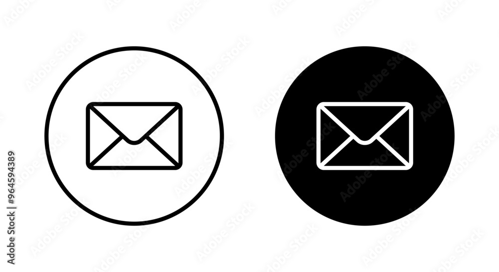 Email, message icon on black circle. Envelope mail concept Email, message icon on black circle. Envelope mail concept