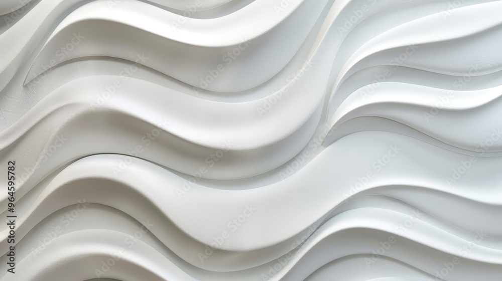 Obraz premium A Serene Flow: Intricate White Waves in Textured Ceramic Design Showcase Modern Aesthetics and Timeless Beauty