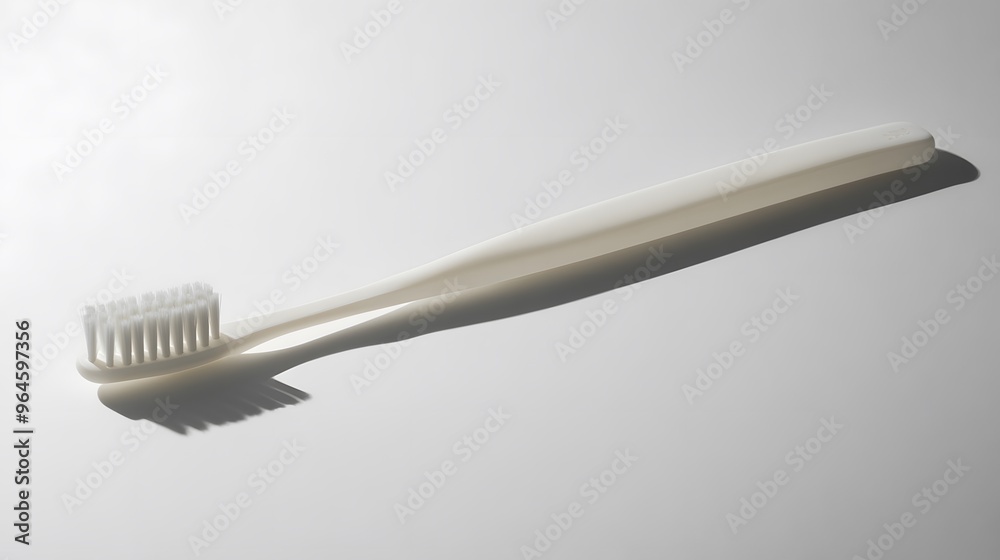 Simple Toothbrush: A plain, white toothbrush with a minimalist design, lying flat on a white background, with a soft shadow beneath it.
Simple Toothbrush: A plain, white toothbrush with a minimalist design, lying flat on a white background, with a soft shadow beneath it.