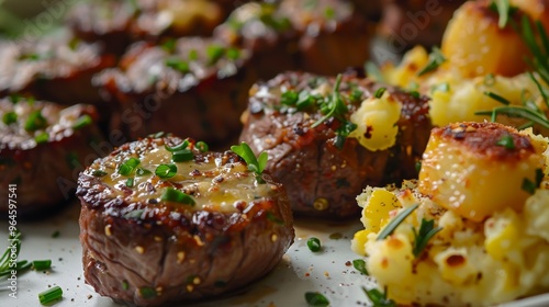 Savor Delicious Garlic Butter Steak Bites with Cheesy Smashed Potatoes for a Flavorful Culinary Experience That Will Delight Your Taste Buds!