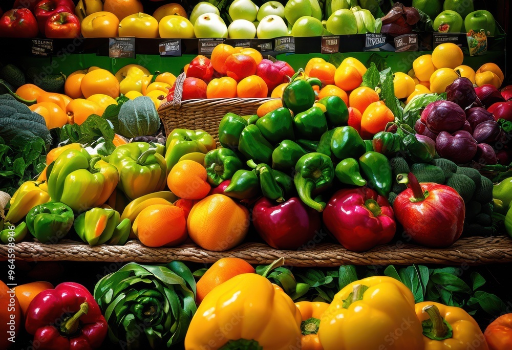 vibrant natural produce displayed under bright lights showcasing fresh fruits vegetables colorful arrangement, abundance, appealing, artistic, brightness vibrant natural produce displayed under bright lights showcasing fresh fruits vegetables colorful arrangement, abundance, appealing, artistic, brightness
