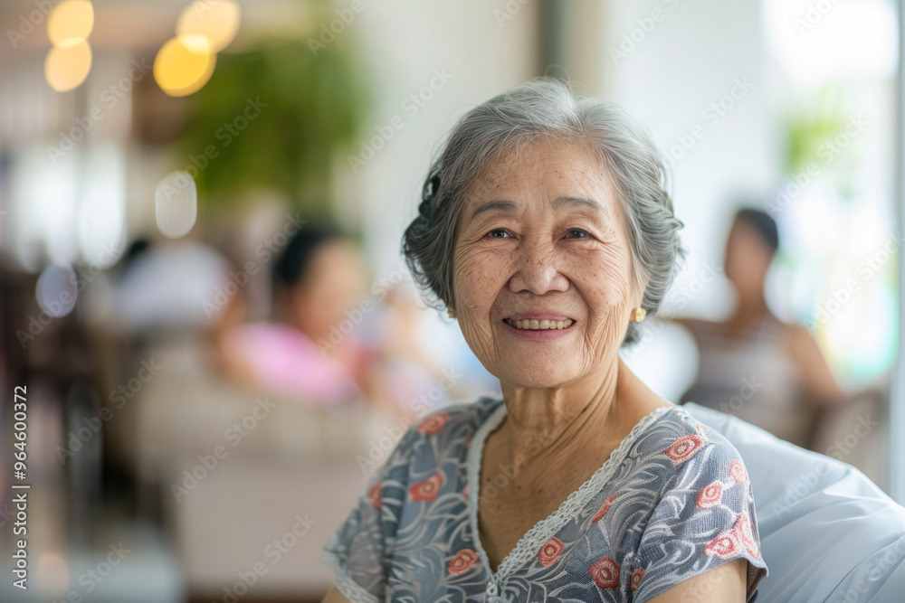 Senior elderly woman in an adult daycare, residential retirement house Senior elderly woman in an adult daycare, residential retirement house