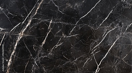 Black Marble with Silver Veins and a Polished Surface