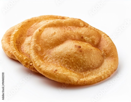 Indian puri flatbread isolated on white background