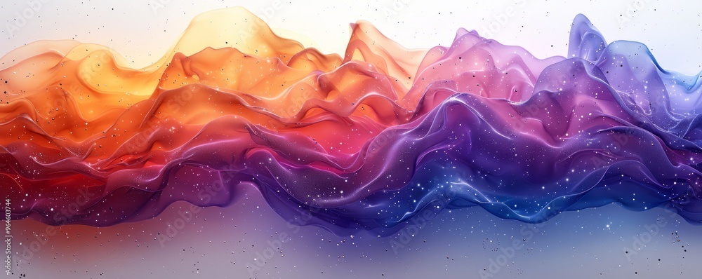 Abstract cosmic waves with stars and light in watercolor on white. Abstract cosmic waves with stars and light in watercolor on white.