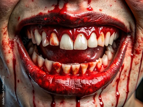 * Bloody mouth morphing teeth for special effects photo