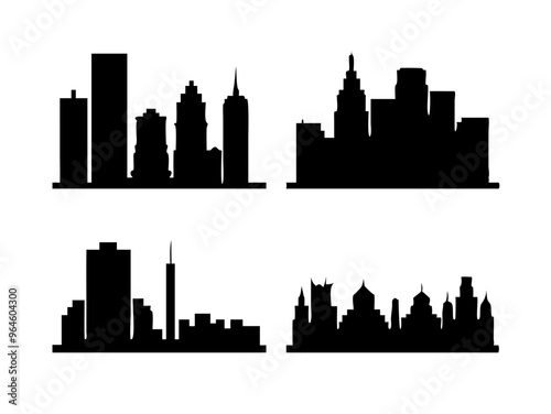 skyline silhouette, silhouettes-of-modern-city-skylines-in-black