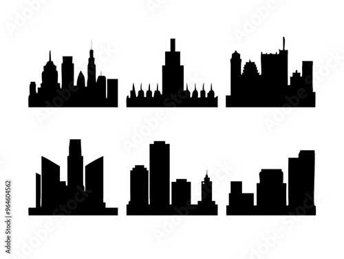 skyline silhouette, silhouettes-of-modern-city-skylines-in-black