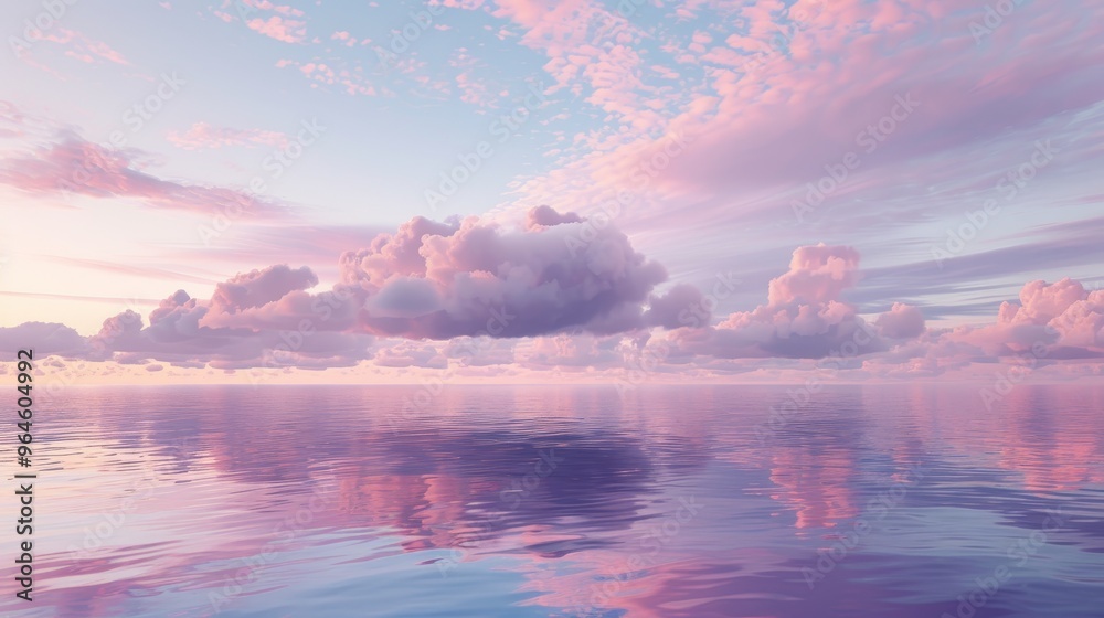 Breathtaking pastel clouds dance over a serene ocean at twilight, reflecting hues of pink and lavender in a tranquil atmosphere. Breathtaking pastel clouds dance over a serene ocean at twilight, reflecting hues of pink and lavender in a tranquil atmosphere.