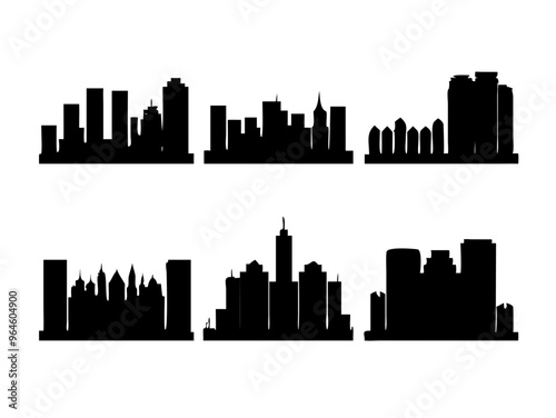 skyline silhouette, logo,icon ,silhouettes-of-modern-city-skylines-in-black